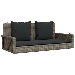 vidaXL Klupa za ljuljanje s jastucima siva 119x56x48 cm od poliratana
