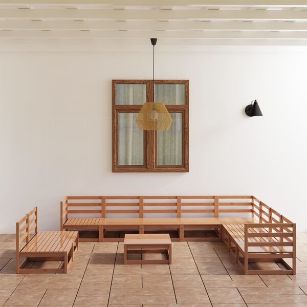 vidaXL 11-dijelna vrtna garnitura od masivne borovine boja meda