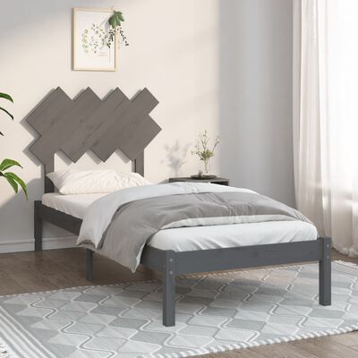 vidaXL Okvir za krevet sivi 90x200 cm od masivne borovine