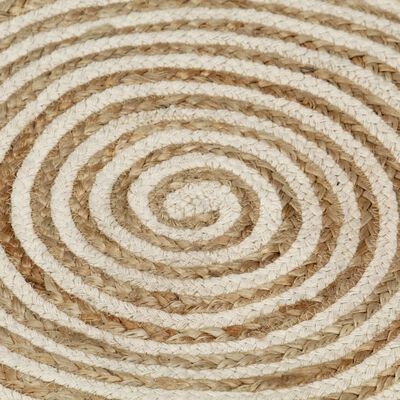 vidaXL Ručno rađeni tepih od jute sa spiralnim uzorkom bijeli 120 cm