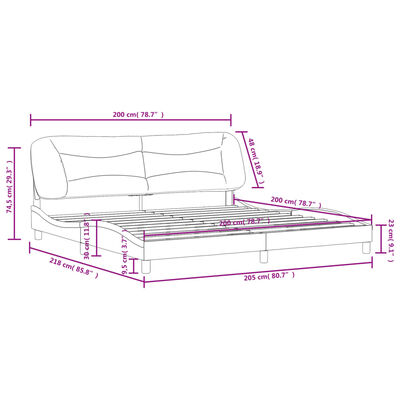 vidaXL Okvir za krevet s uzglavljem tamnosivi 200 x 200 cm od tkanine