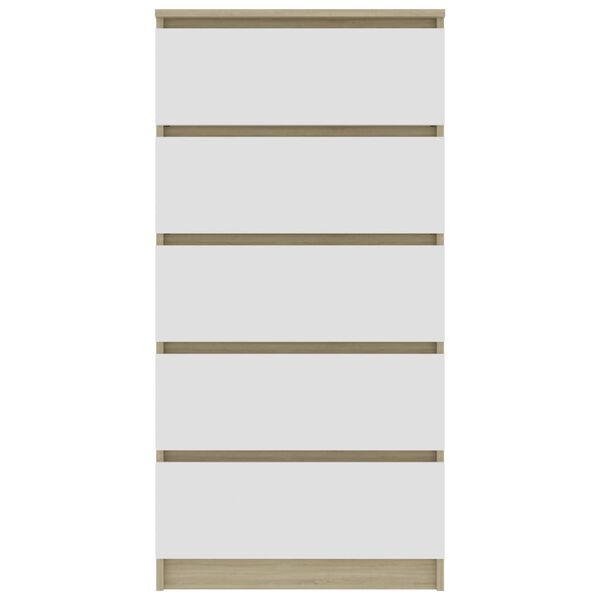 vidaXL Komoda s ladicama bijela/hrast 60x35x121 cm konstruirano drvo