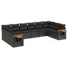 vidaXL 10-dijelni set vrtnih sofa s jastucima crni od poliratana