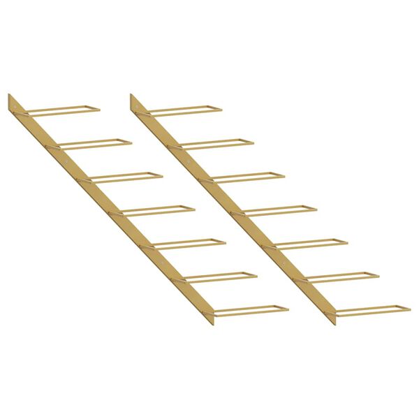 vidaXL Zidni stalak za vino za 7 boca 2 kom zlatni metalni