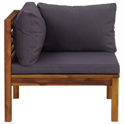 vidaXL Kutne sofe s tamnosivim jastucima 2 kom masivno drvo bagrema