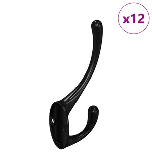 vidaXL Kuka za odjeću 12 kom. Crna 102 x 29 x 47mm Cink legura