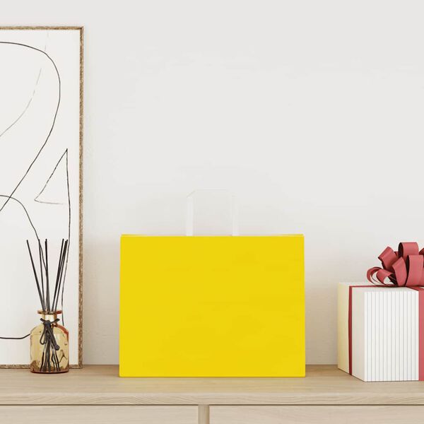 vidaXL Papirnate vrećice 50 kom s ručkama žute 32x17x25 cm