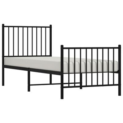 vidaXL Metalni okvir kreveta uzglavlje i podnožje crni 75x190 cm