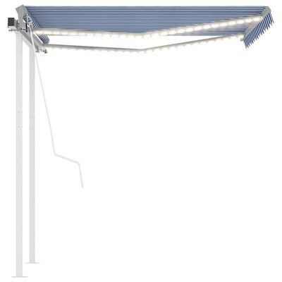vidaXL Automatska tenda sa senzorom LED 3x2,5 m plavo-bijela