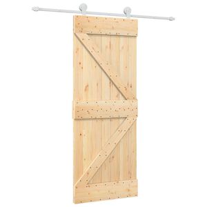 vidaXL Klizna vrata 80 x 210 cm Masivna borovina Prirodna i bijela