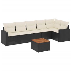 vidaXL 7-dijelni set vrtnih sofa od poliratana s jastucima crni