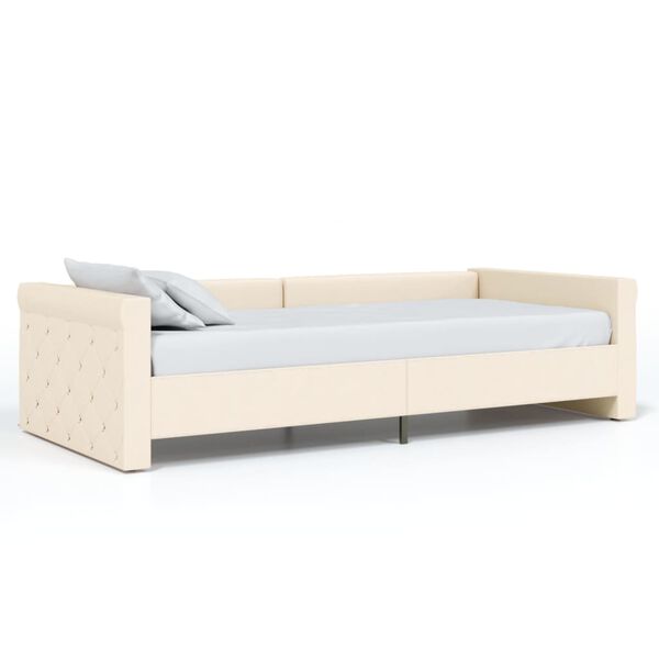 vidaXL Dnevni ležaj s USB-om krem od tkanine 90 x 200 cm