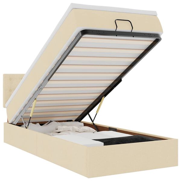 vidaXL Otomanski okvir kreveta s madraca krem 90x190cm od tkanine