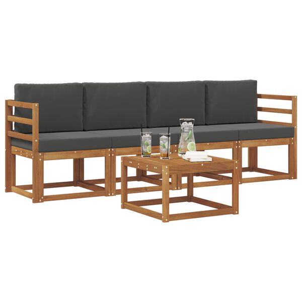 vidaXL Set vanjskih sofa s jastukom 5 pcs Prirodna i antracit