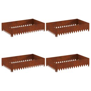 vidaXL Ograda oko Travnjaka 4 pcs 100 x 60 x 20 cm Čelik Rđa
