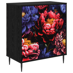 vidaXL Komoda KIEL Tamni cvjetni uzorak 66 x 36,5 x 76 cm Crni hrast