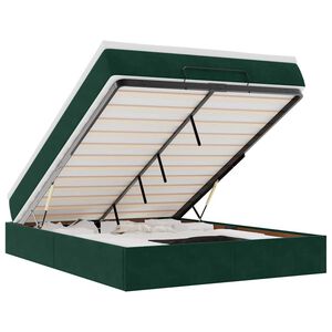 vidaXL Otomanski krevet s madracem tamnozeleni 140x200 cm bar&scaron;unasti