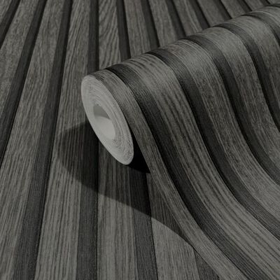 Noordwand zidna tapeta Botanica Wooden Slats crno-siva