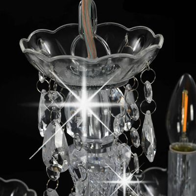 vidaXL Luster s kristalnim perlama srebrni okrugli 5 x E14