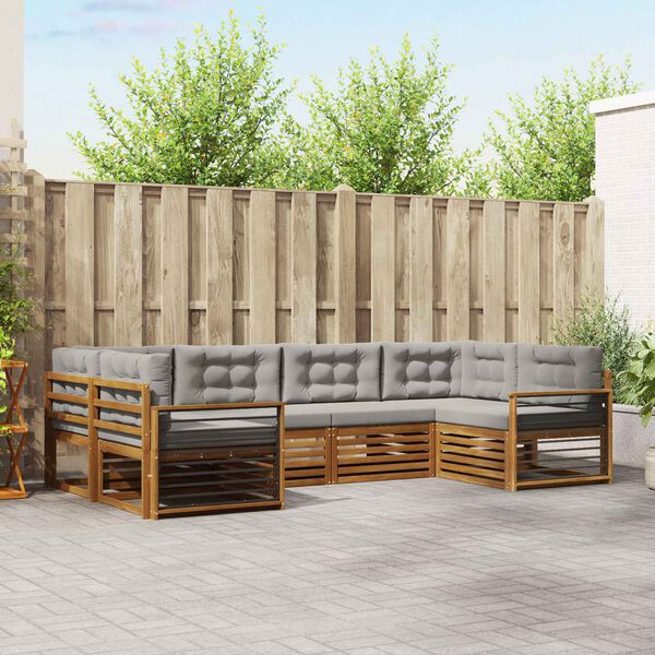 vidaXL Set vanjskih sofa s jastukom 6 pcs Prirodna i svijetlo siva