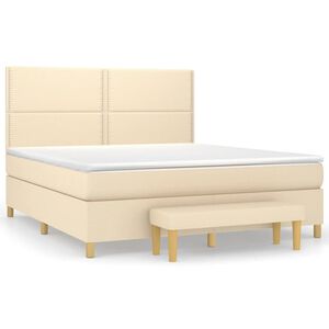 vidaXL Krevet s oprugama i madracem krem 180x200 cm od tkanine