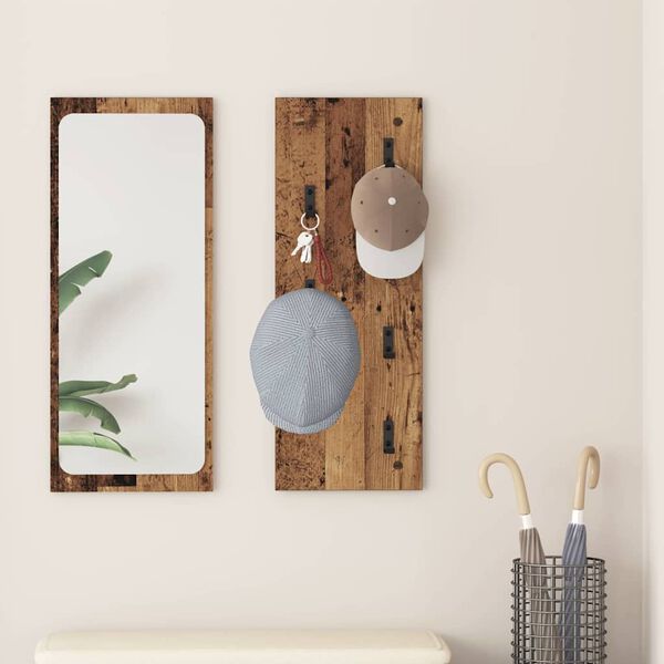vidaXL Vje&scaron;alica za kapute na zidu Zidne Staro drvo 30 x 1,5 x 80 cm