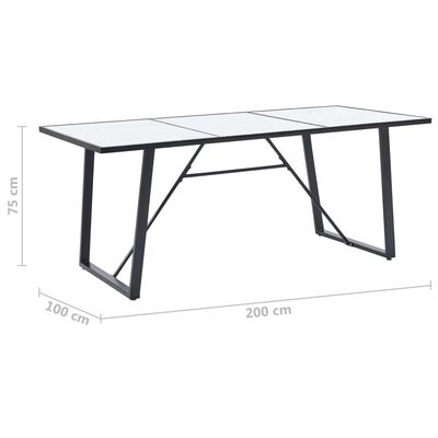 vidaXL Blagovaonski stol bijeli 200 x 100 x 75 cm od kaljenog stakla