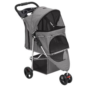 vidaXL Sklopiva kolica za pse siva 80 x 46 x 98 cm od tkanine Oxford