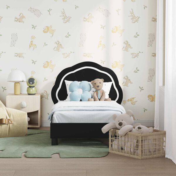 vidaXL Okvir kreveta za malu djecu s naslonom Crna 70 x 140 cm Bar&scaron;un