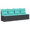 vidaXL Vrtna sofa s jastucima za 4 osobe, crna, poliratan