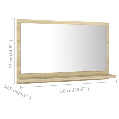 vidaXL Kupaonsko ogledalo boja hrasta 60x10,5x37 cm konstruirano drvo