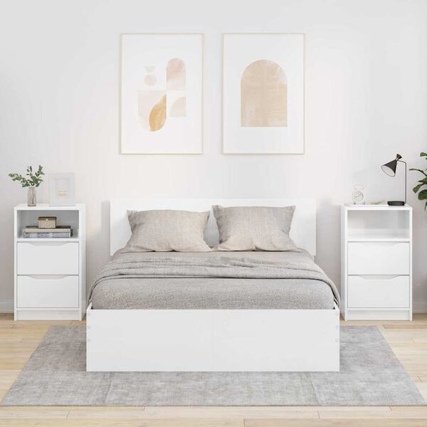 vidaXL Noćni ormarići 2 pcs Visoki sjaj bijela 40 x 30 x 467 cm