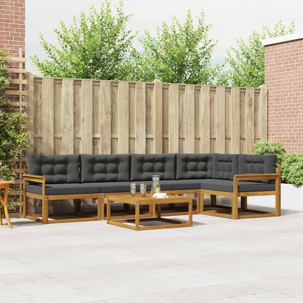 vidaXL Set vanjskih sofa s jastukom 6 pcs Prirodna i antracit