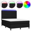 vidaXL Krevet box spring s madracem LED crni 140x190 cm od tkanine