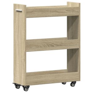 vidaXL Ormarić s kotačima boja hrasta 60x22x79cm od konstruiranog drva