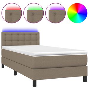 vidaXL Krevet box spring s madracem LED smeđesivi 80 x 200 cm tkanina