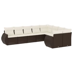 vidaXL 9-dijelni set vrtnih sofa s jastucima poliratan smeđi