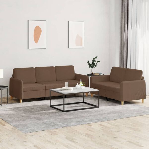 vidaXL 2-dijelni set sofa s jastucima smeđi od tkanine