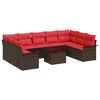 vidaXL Sjedeća garnitura za vrt s jastukom 10 pcs Smeđa poliratan