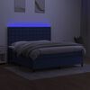 vidaXL Krevet box spring s madracem LED plavi 160x200 cm od tkanine