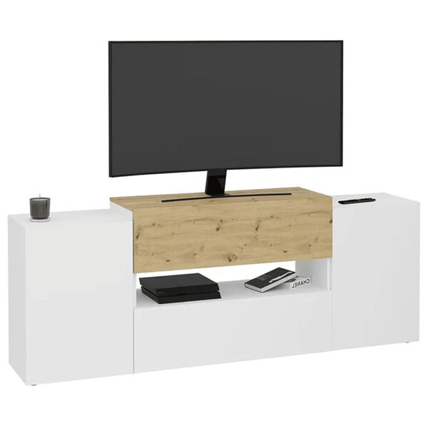 FMD ormarić za TV/Hi-Fi 182x33x70,2 cm bijeli i boja hrasta artisan