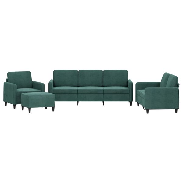 vidaXL 4-dijelni set sofa tamnozeleni bar&scaron;unasti