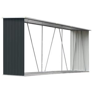 VidaXL Vrtna ostava za drva pocinčani čelik 330 x 84 x 152 cm antracit