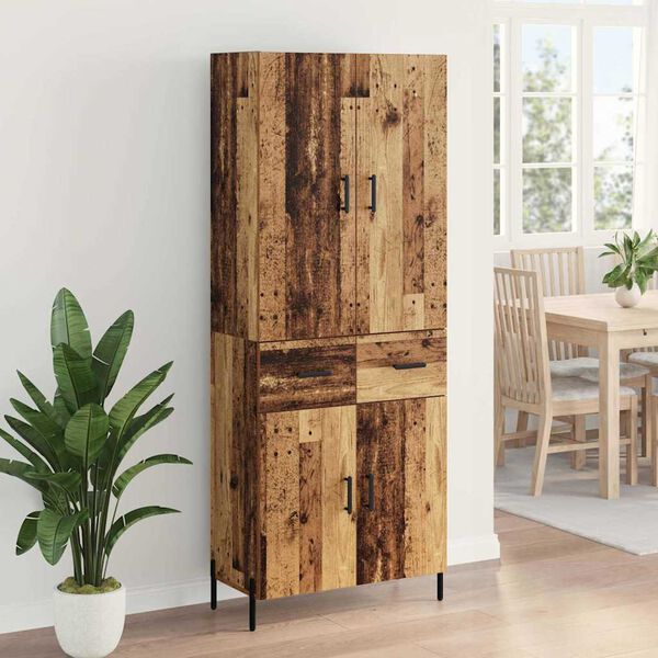 vidaXL Highboard Zidne Staro drvo 69,5 x 34 x 180 cm Konstruirano drvo