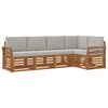 vidaXL Setovi sofa 5 pcs Prirodna i svijetlo siva Čvrsto drvo akacije