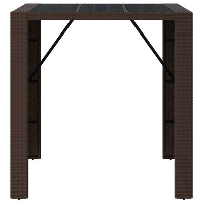 vidaXL Barski stol sa staklenom pločom smeđi 105x80x110 cm poliratan