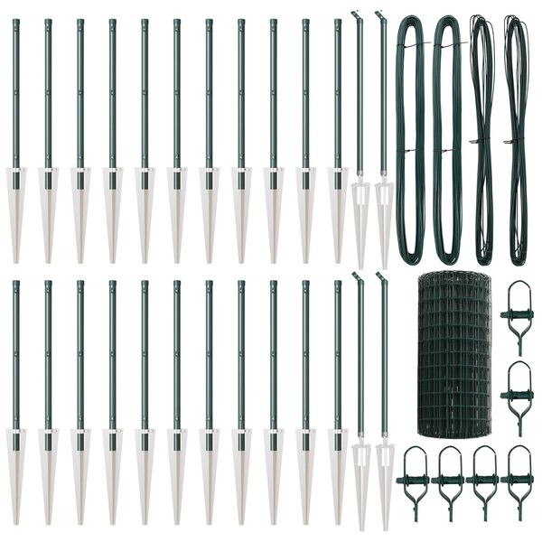 vidaXL Ograda s postovima Zelena 0,6 x 50 m Čelik i PVC