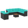 vidaXL 11-dijelni set vrtnih sofa od poliratana s jastucima crni