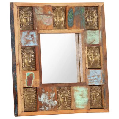 vidaXL Ogledalo s likom Buddhe 50 x 50 cm od masivnog obnovljenog drva