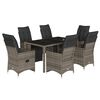 vidaXL 7-dijelni vrtni bistro set od poliratana s jastucima sivi
